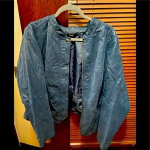 Women’s Plus Teal Blue Moto Jacket